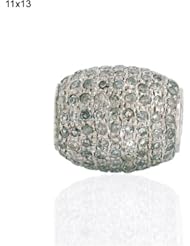 .925 Sterling Silver Diamond Pave Spacer Bead Jewelry