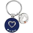 Heart U Back Sterling Silver Navy Blue Companion Key Ring