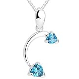 Heart Cut London Blue Topaz Pendant Necklace Sterling Silver