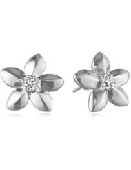 Sterling Silver Simulated Diamond Flower Stud Earrings