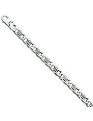 Genuine 14K Wg 9.5Mm 8.5In Solid Hand-Polished Fancy Link Bracelet 8.5 Inches 100% Satisfaction Guaranteed.