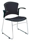 OFM 310-VAM-A-606-BLACK MultiUse 4 Vinyl Seat and Back Stacker Chairs with Arms - Black