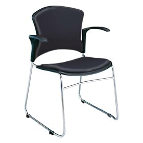 OFM 310-VAM-A-606-BLACK MultiUse 4 Vinyl Seat and Back Stacker Chairs with Arms - Black by OFM