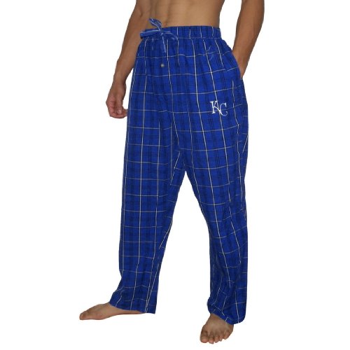 Mens MLB Kansas City Royals Plaid Finest Thermal Sleepwear / Pajama Pants - Blue & Black (Size: S)