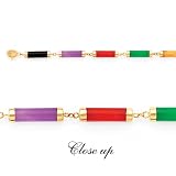 14k Gold, Onyx & Multi-Colored Jade Thin Bracelet- 7.5 IN