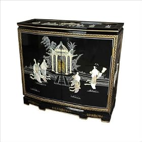 32 Chinese Ladies Design Slant Front Cabinet