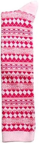 Your Gallery Women's Plaid Checked Pattern Jacquard Cotton Knee High Socks Pink