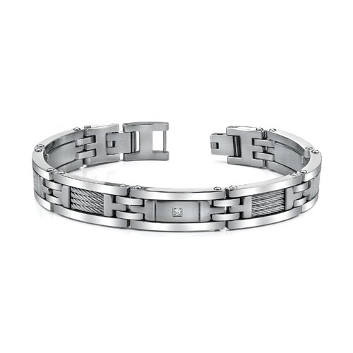 Mens Stainless Steel Bracelet with twisted cable highlight Mens Link Bracelets