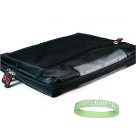 Kroo checkpoint friendly Grey Seal Series Carrying Case for All models of ASUS Eee PC 10-inch Netbooks + Live*Laugh*Love Wrist Band!!!