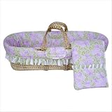Bacati BIFBLMB Flower Basket Moses Basket in Lilac, Green and White