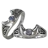 Crescent Moon Goddess Moonstone Celtic Knot Triquetra Ring Sterling Silver Wicca Pagan Jewelry (sz 4-15)