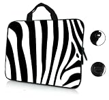 13 13.3 Zebra Stripe Design Laptop Sleeve with Hidden Handle & D Ring Hook Eyelets for Shoulder Strap Bag Carrying Case for Apple Macbook, Acer, Asus, Dell, Hp, Sony, Toshiba, and more