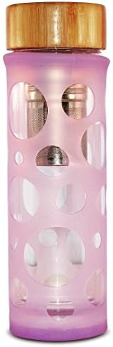 Sale! 15.2 Oz Tea Infuser Tumbler Double Glass Tea Tumbler with Bamboo Lid. Infuser with Stainless Steel Basket and Strainer. Use with Loose Leaf Tea, Detox tea or Coffee. Includes Protective Sleeve