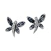 14K White Gold 0.04 ct. Diamond and 1/2 ct. Sapphire Dragonfly Earrings