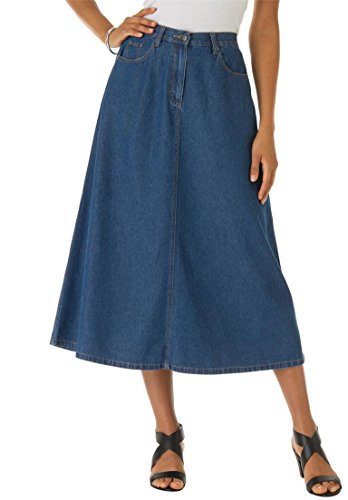 Roamans Women's Plus Size Perfect Denim A-Line Skirt