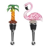 Flamingo & Palm Tree Bottle Stopper Set