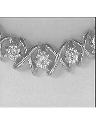 14K White Gold Diamond XO Necklace With 18 Inch Rope Chain