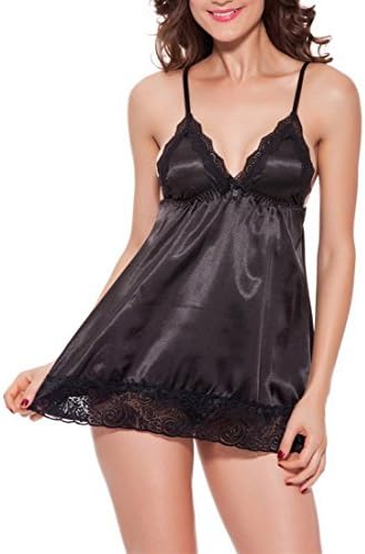 Black Lingerie Emulation Silk Nightgown Sexy Condole Belt Bud Silk Night Skirt