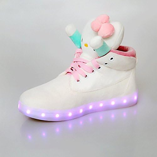 G-small Women Lady Girls Children Fashionable Sweet Cute Parent-child Glow LED Seven Colors Breathe Casual Flats Shoes-white-35