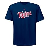 MLB Minnesota Twins Official Wordmark Short Sleeve T-Shirt by Majestic (Athletic Navy, X-Large)