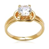18k Yellow Gold Plated Sterling Silver Cubic Zirconia Ring