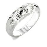 Sterling Silver CZ Double Row Ring, Size 5