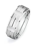 14k White Gold Custom Made 7 Mm Comfort Fit Flat Wedding Band W Brushed Satin Stripes Size K