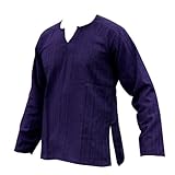 100% Cotton Fibre Open Neck Violet size L Shirt Blue-violet Striped