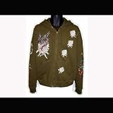 ED HARDY エドハーディー エンブロイダー フーディー フェニックス カーキ