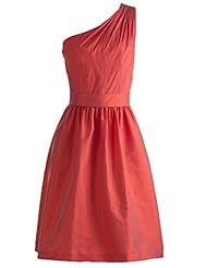 Satin Cocktail Knee Length Short One Shoulder Homecoming Dress/Party Dress/Wedding Dress  With a Sash 