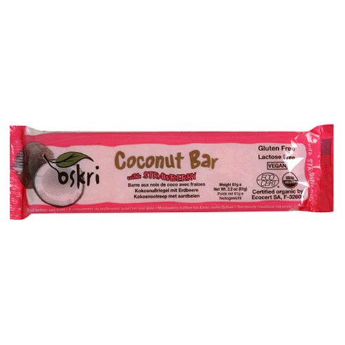 Oskri Organics Coconut Bar, Strawberry, 2.2-Ounce Bars (Pack of 36)
