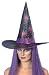 Adults Witch hat, purple web design with sequin trim