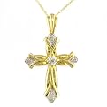 10K Yellow Gold .01 CTW Diamond Cross Pendant