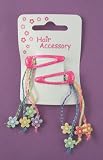3 Cards of Coloured Glitter Sleepies Hair Slides with Trailing Cord Daisies
