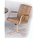Set of 2 Dining Chairs with Casters Light Brown Microfiber
