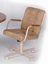Furniture online: Set of 2 Dining Chairs with Casters Light Brown Microfiber