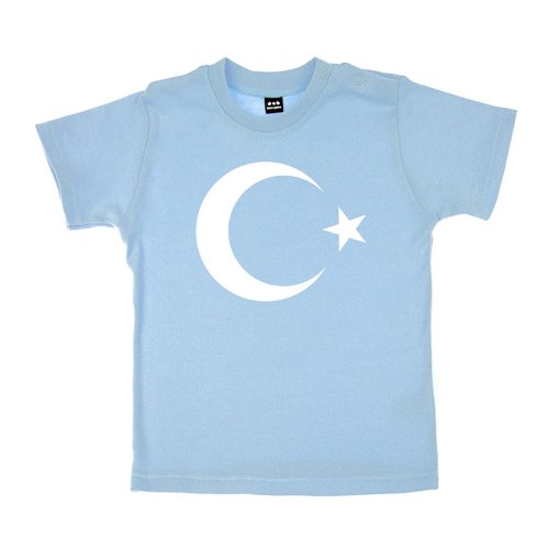 Baby – Kleinkinder T-Shirt – Türkei Türkiye – Textil skyblue / Motiv weiss Gr. 3-6 Monate