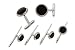 Sterling Silver Onyx Cuff Links and Button Stud Set