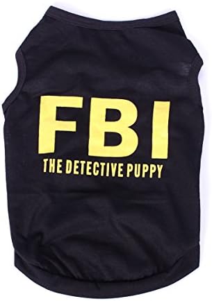 Small Dog Shirt, Pets Clothes, Fashion Pet Puppy Clothes Summer Quote FBI Cotton Costumes Pet Dog Cat Funny Shirt T-Shirt, Black (XS)