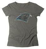 NFL Women's Carolina Panthers Bigger Logo Retro Tee (Dark Grey Heathered, Small )