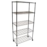 Seville Classics Chrome Mobile 5 Shelf Storage Unit