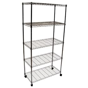 Seville Classics Chrome Mobile 5 Shelf Storage Unit