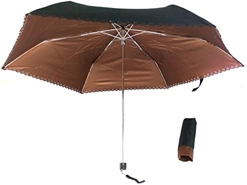 UM-UV-01-BRW Lightweight Manual Compact Umbrella 3 Fold Travel Umbrella Brown
