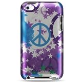 Hard Snap on Plastic BLUE PURPLE With STAR & PEACE SIGN Design Sleeve Faceplate Cover Case for APPLE IPOD TOUCH 4G [WCM54]