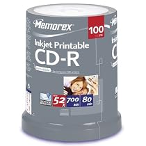 Memorex 827523-100 CD-R Printable 52x 100 pack Cakebox