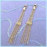 Jewelry : 14K 2-Tone Beaded Tassel Drop Earrings