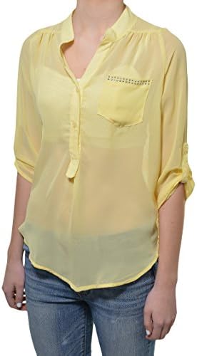 Penelope Lace Back Drop Tail Blouse (Yellow, X-Large)