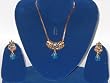 Pendant Set Blue Topaz Gold Plated Deigner Necklace Set