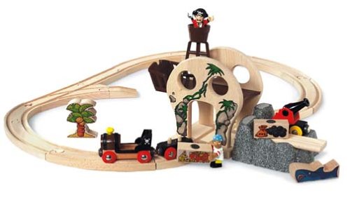 Childrens Toyshop  Toys : BRIO 33900 Wooden Railway System: Pirate Adventure Set (25 Pieces)