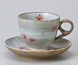 土物粉引ピンク花コーヒーC/S 【美濃焼 コーヒーカップ&ソーサー】